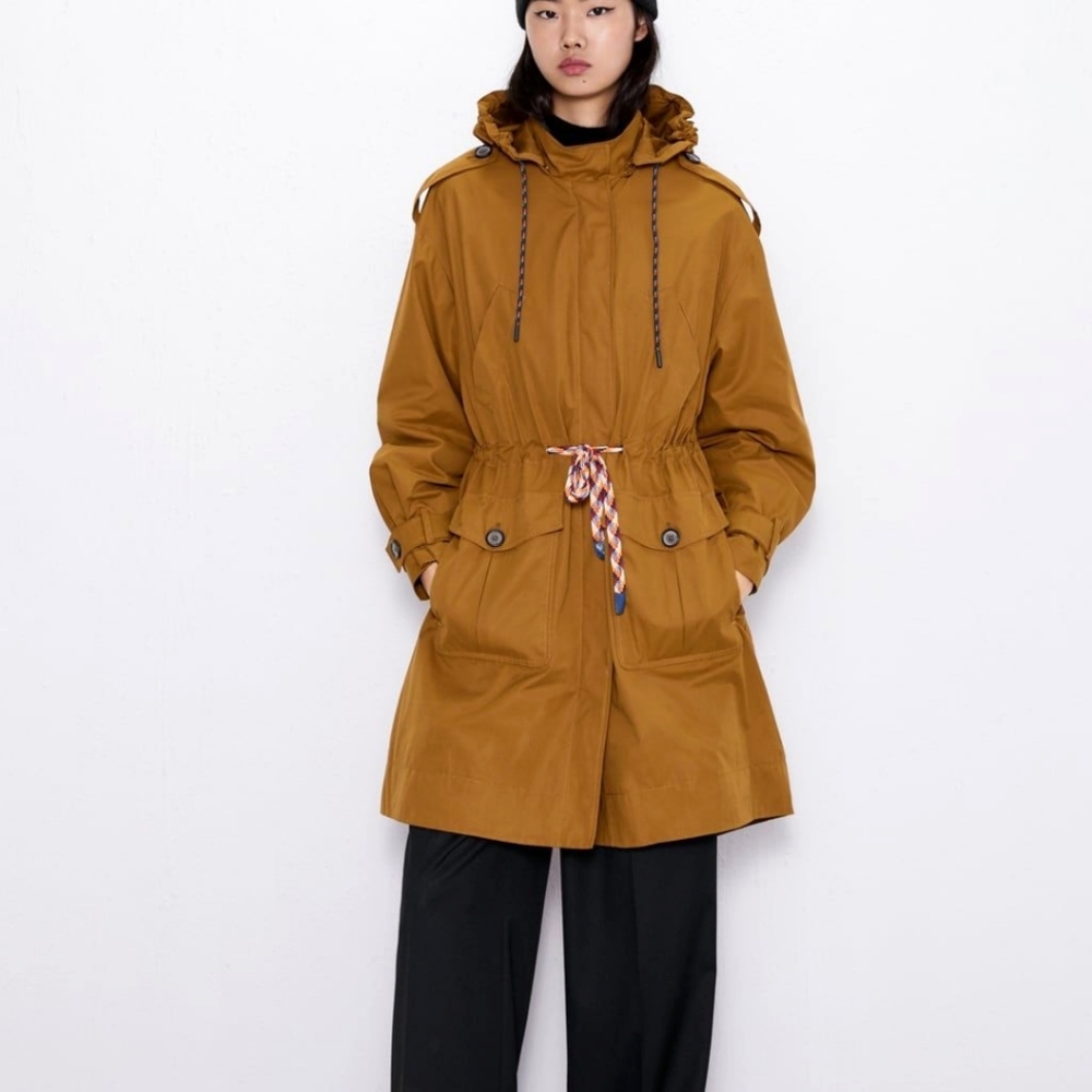 NEW Zara Mustard Coat, 6 Pocket